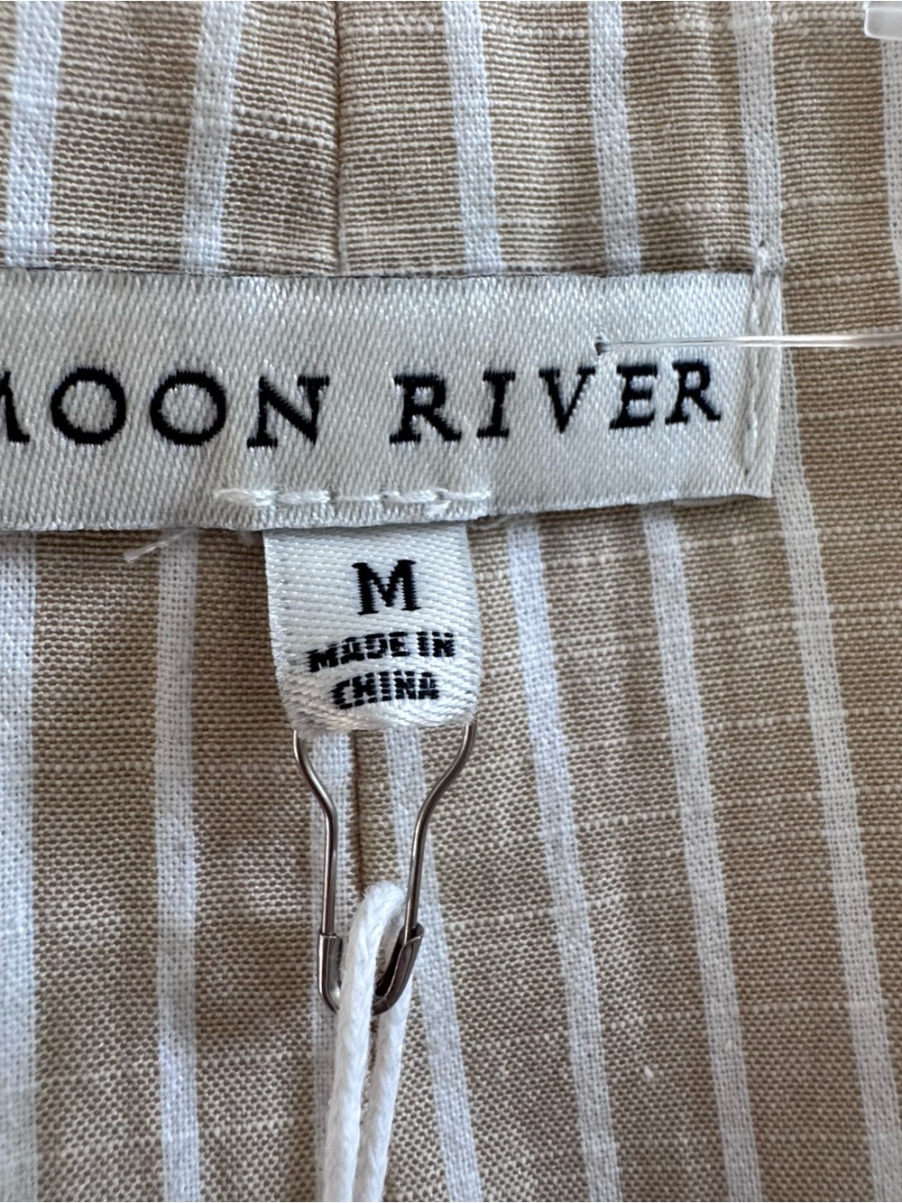 Moon River Maxi Skirt Womens M NWT Beige White Stripe Belted Coastal A-Line - Picture 7 of 10